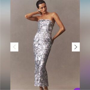 Helsi Leslie Sequin Silver Gown Anthropologie Gown